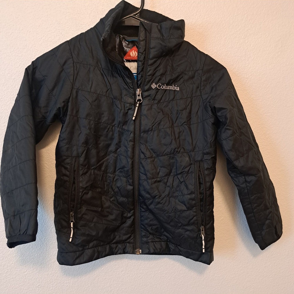 Columbia Kids Black Omni-Heat Puffer Jacket XXS 4/5 Full Zip Insulated Coat
